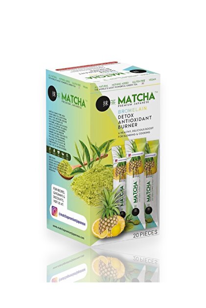 Bilge İlaç Matcha Premium Japanese Premium Japanese MATCHA & BROMELAİN Limon Aromalı Detox Burner Form Çayı 1 Kutu