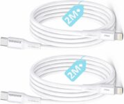 2 Adet x 2 Metre Kablo Seti, Type C-Lightning 27Watt PD Hızlı Şarj, REMORAX Wahoo, Beyaz/Gümüş Metal