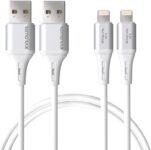 2Adet x 2Metre USB A-Lightning Kablo Seti, 3.1A Hızlı Şarj, Beyaz/Gümüş Metal, REMORAX Wahoo (2Ad x 2Metre Beyaz)