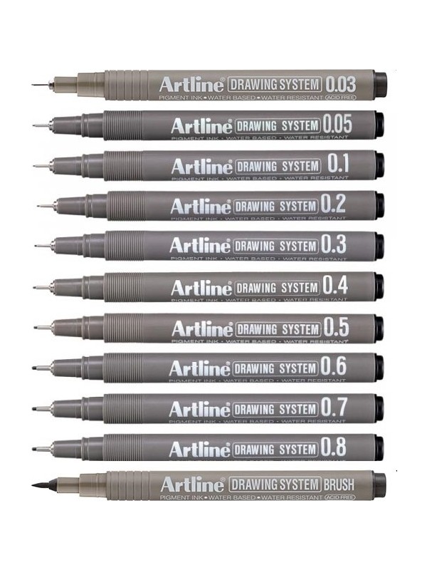 Artline Drawing System 11’li Tam Set Teknik Çizim Kalemi Farklı Uç Kalınlıkları ile Yüksek Kalite