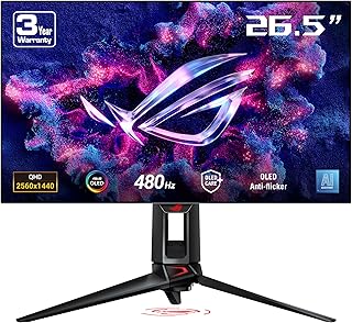 ASUS ROG Swift PG27AQDP 26.5 OLED Gaming 2K Freesync Premium 2560×1440 0.03ms 480hz DP HDMI USB VESA HDR 400 Siyah, 99% DCI-P3, 10BIT Monitör