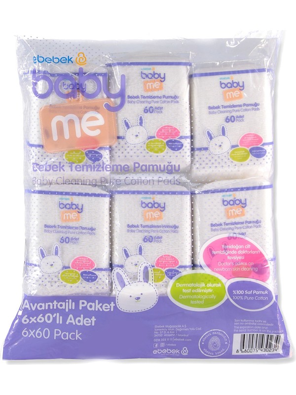 Baby Me Bebek Temizleme Pamuğu 6X60 Adet