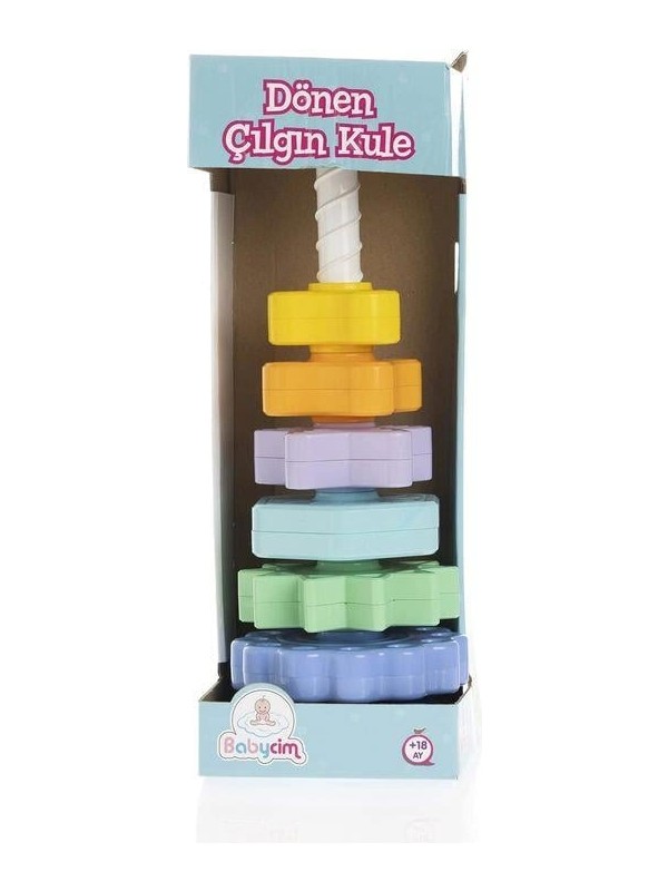 Babycim Eğitici Renkli Dönen Kule Montessori Uyumlu Oyun 18 Ay+ Yaş Grubu İçin