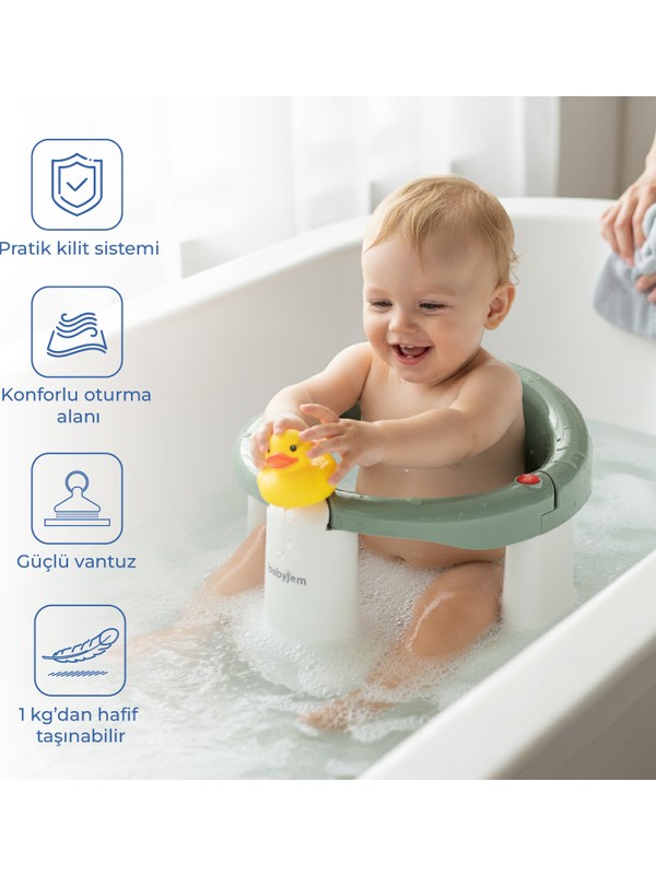 Babyjem Önden Açılır Banyo & Mama Oturağı Soft Yeşil
