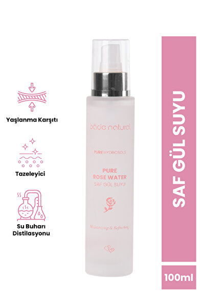 Bade Natural Gül Suyu Gözenek Sıkılaştırıcı Aydınlatıcı Ve Arındırıcı Tonik %100 Doğal Ve Saf 100 ml