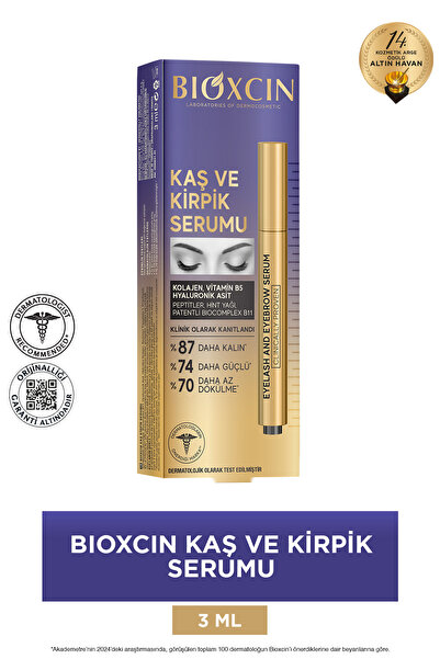 Bioxcin Kaş Kirpik Serumu – Kolajen Hyaluronik Asit Hint Yağı Keratin Peptidleri B5 Biocomplex B11