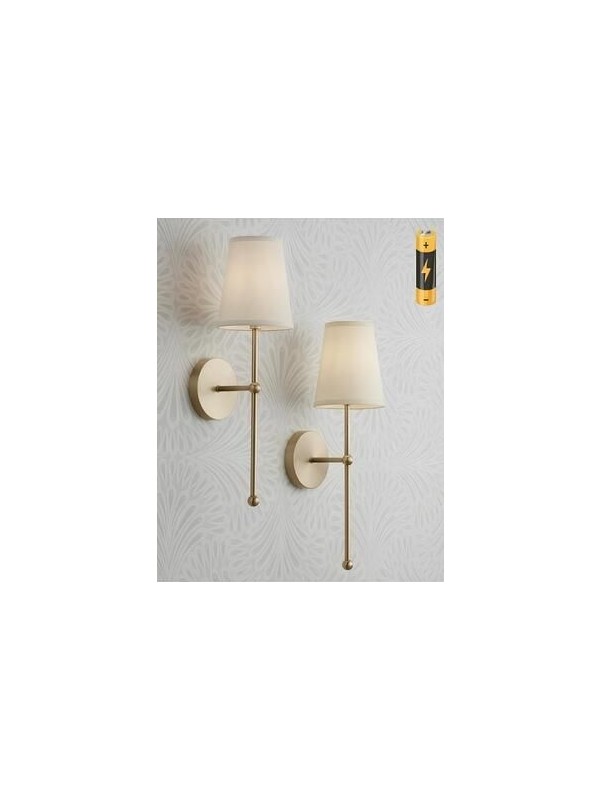 Burenze Modern Tasarım Pilli Aplik Krem Şapkalı Ledli Aplik Eskitme Gold Sarı