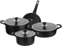 derya home Aryıldız Parma Cast Alu Tencere Set Black 7 Parça