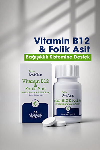 Dr. Ümit Aktaş Vitamin B12 & Folikasit – Aktif B9 – 30 Tablet