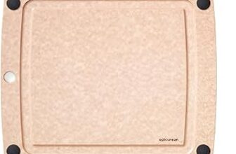 Epicurean 505-181301003 Hepsi Bir Arada Kesme Tahtası, Kaymaz Ayak ve Yemek Oluklu ve 43 cm x 33 cm, Doğal