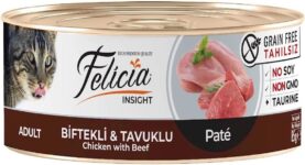 Felicia Yaş Kedi Maması, Biftekli-Tavuklu Kıyılmış, Tahılsız, 85 g