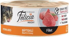 Felicia Yaş Kedi Maması, Kısırlaştırılmış Kediler İçin, Biftekli Fileto, Tahılsız, 85 g