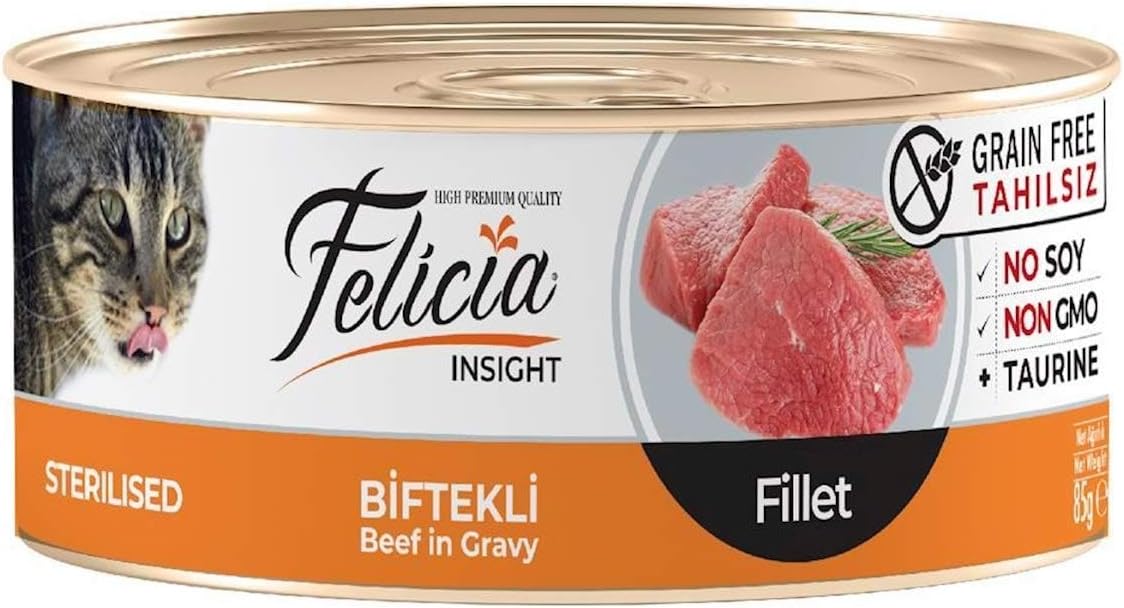 Felicia Yaş Kedi Maması, Biftekli-Tavuklu Kıyılmış, Tahılsız, 85 g