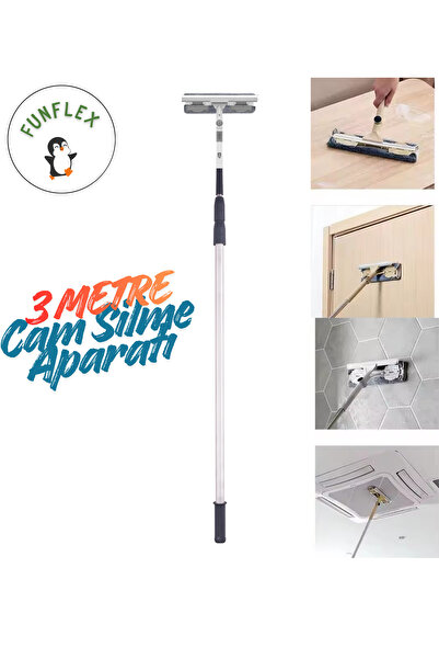 FunFlex 3 Metre Teleskopik Cam Silme Aparatı Paspas ve MOP