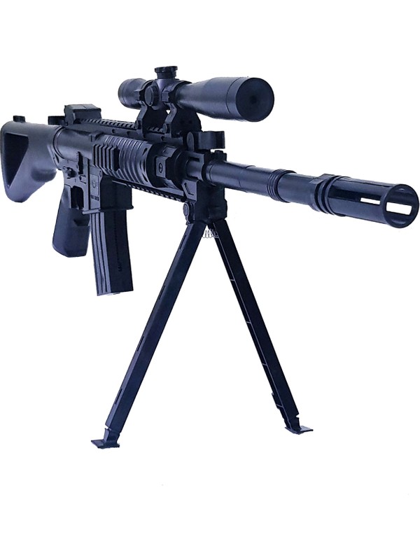 Gerçek Görünümlü Lazerli Ayaklı Dipçikli Şarjörlü Boncuk Atan Sniper Keskin Nişancı Oyuncak Tüfek Tabanca