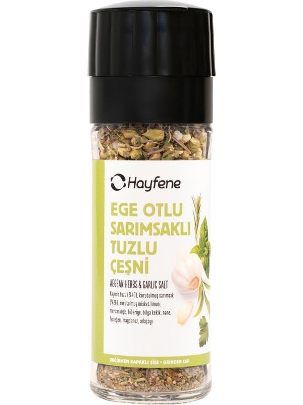 Hayfene Ege Otlu Sarımsaklı Baharatlı Tuzlu Çeşni 40 gr (Değirmen Kapaklı)