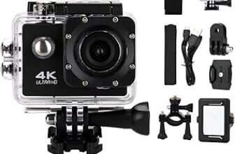 Jouis 4K Ultra HD Su Geçirmez Aksiyon Kamerası – 16MP Wifi Spor Kamera, 170° Geniş Açılı Lens, 2.0 İnç Ekran, 2.4G Kablosuz Bilek Uzaktan Kumandalı, Bisiklet ve Sualtı Dalış Seti