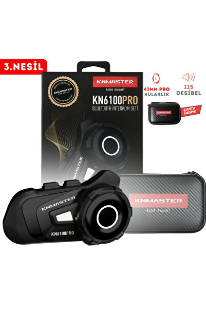 Knmaster KN6100 PRO Motosiklet Kask İnterkom Bluetooth Intercom Kulaklık Seti – Siyah