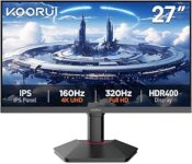 Koorui G2741L 27 İnç Monitör, Akıllı Yenileme Hızı (UHD 160Hz/FHD 320Hz), IPS 4K Oyun Monitörü,%100 sRGB, HDMI 2.1 x2 + DP 1.4, Dönebilir VESA 75x75mm, Adaptive-Sync, Profesyonel E-Spor Monitörler