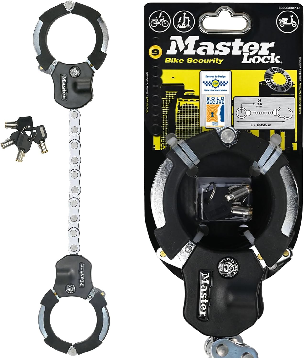 MASTER LOCK U-lock [tuş kilidi] [braketli] 8170EURDPRO – bisikletler için ideal