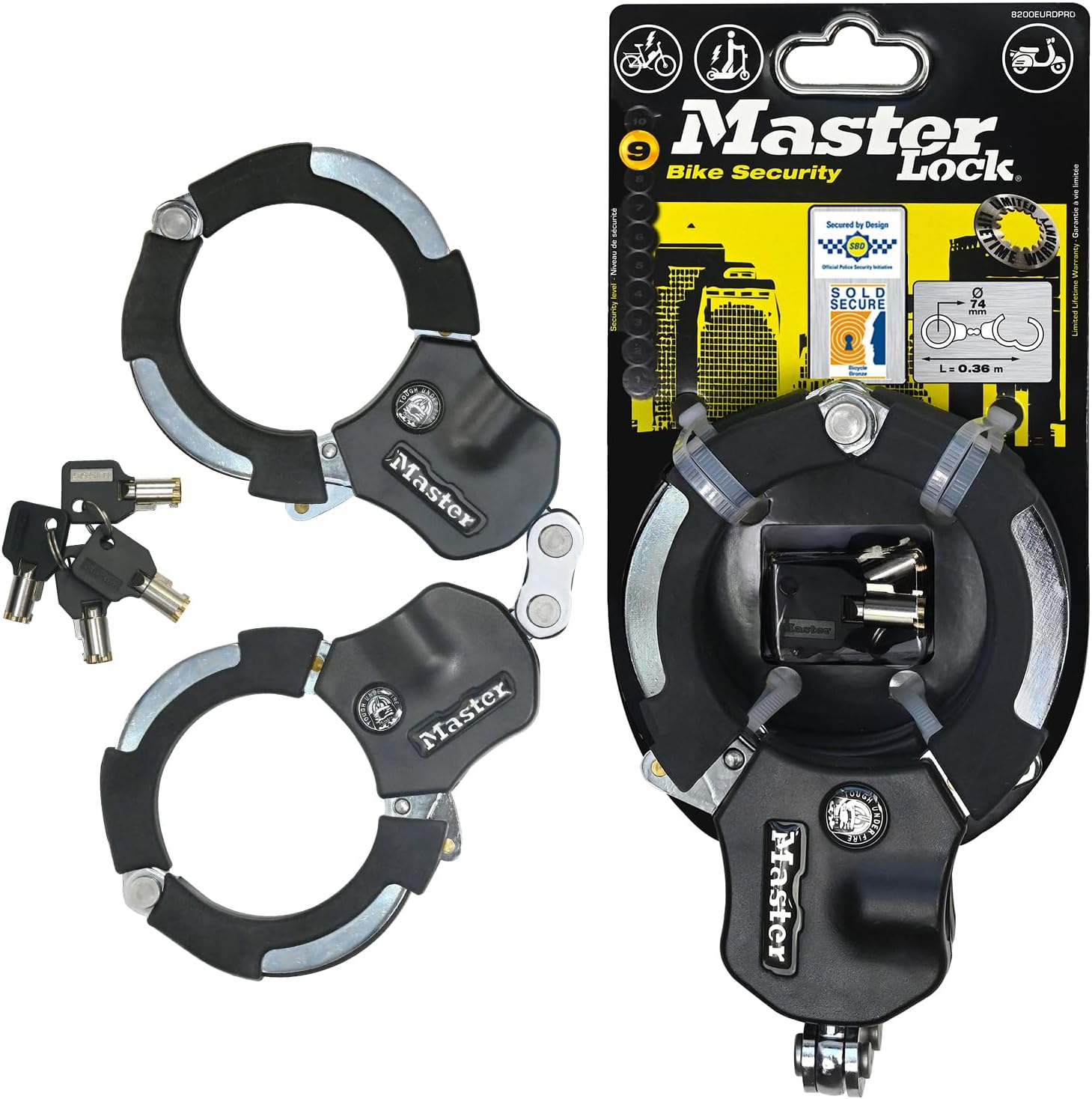 MASTER LOCK çelik ankraj, kablo veya zincir ile kullanım için duvar/zemin ankrajı, bisikletleri sabit bir noktaya sabitlemek için ideal