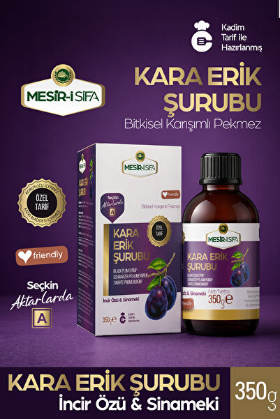 Mesirişifa Kara Erik Şurubu İncir Özü ve Sinameki İçerikli Erik Şurubu 350g