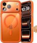 Minesk iPhone 17 Pro Max için Özel Geliştirilmiş Kamera Çerçevesini de Koruyan, Arkası Şeffaf Polikarbonat Kenarları Silikon Magsafe ile Uyumlu Kılıf Akıllı Tasarım Kapak (Siyah, 17 Pro Max)