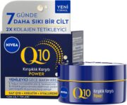 NIVEA Q10 Kırışıklık Karşıtı Gece Bakım Kremi 50 ml,Nemlendirici,Yenileyici,Kreatin,Hyaluronik Asit