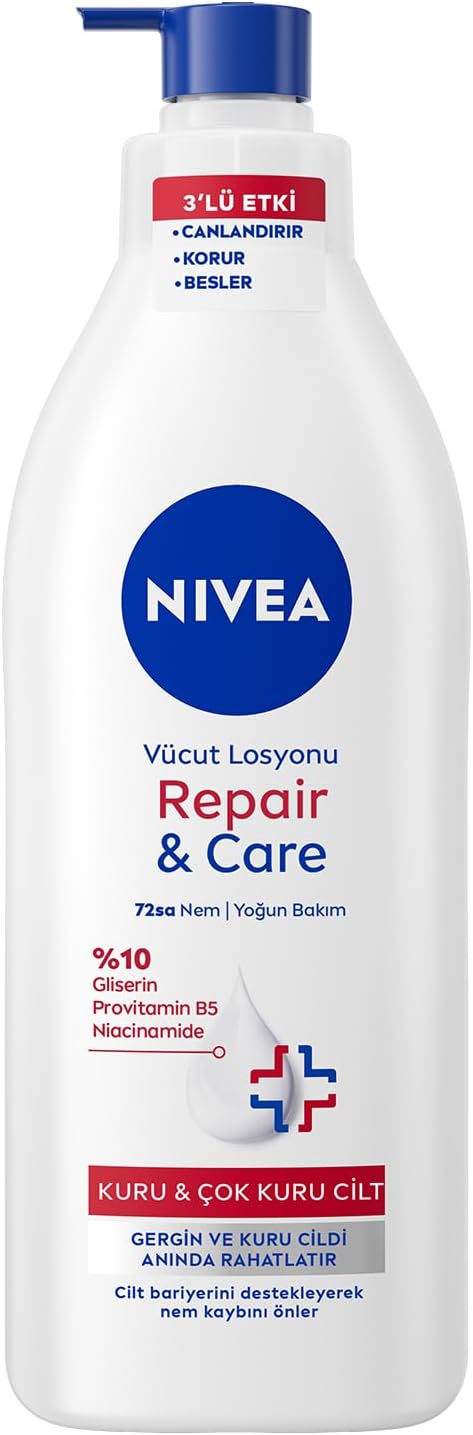 NIVEA Yoğun Nemlendirici El & Vücut Bakım Kremi 400ml, Normal/Kuru Ciltler 48 Saat Nemlendirme