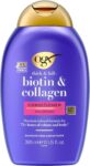 ogx dolgunlaştırıcı biotin & kolajen saç bakım kremi yeni ph dengeli formül 385ml