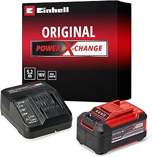 Orijinal Einhell 5.2 Ah akü ve şarj cihazı Power X-Change Başlangıç Kiti (Li-ion, 18 V, 100 dakika şarj süresi, tüm Power X-Change cihazları için uygun) – 4512147