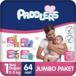 Paddlers Yenidoğan Bebek Bezi 1 Numara (2-5 Kg) 64 Adet – Jumbo Paket