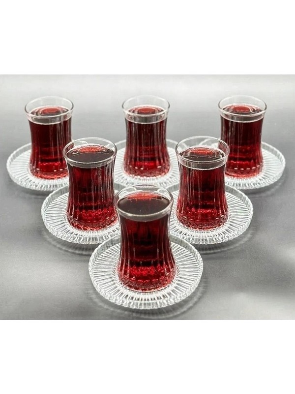 Paşabahçe Elysia Çay Bardağı Çay Takımı Seti 12 Parça -Riva Çay Tabaklı-6 Kişilik Elysıa Çay Seti Riva Çay