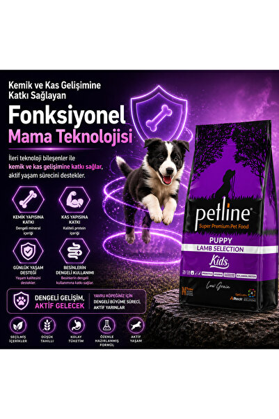 Petline Kemik Ve Kas Gelişimini Destekleyici Kuzu Etli Yavru Köpek Maması 3 Kg – Kids