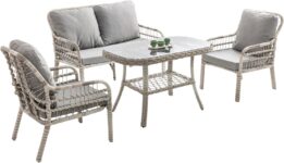 ReHome Capri Swing – – Pisa İkili Rattan Bahçe Balkon Oturma Grubu Beyaz 752
