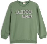 Sweatshirt Uzun Kollu Bisiklet Yaka Şehir Baskılı Şardonlu