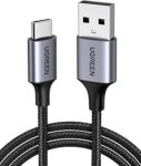 UGREEN 2.0 USB-A & USB-C Örgülü Şarj ve Data Kablosu, 1 Metre, Siyah, 60126