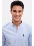 U.S. Polo Assn. Mavi Erkek Gömlek Uzun Kol Klasik Stil Düz Desenli L Beden