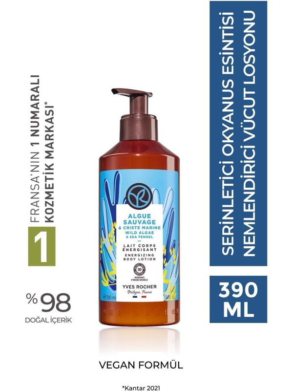 Yves Rocher Vücut Losyonu – Nemlendirici ve Besleyici Serinletici Okyanus Esintisi-Vegan-390ml