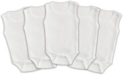 5’li Ribana Bebek Atlet Body Zıbın Raporlu Çıtçıtlı Beyaz 100% Pamuk – Ribana Bebek Body zıbın