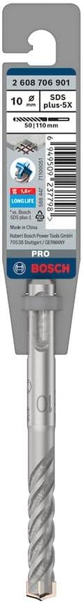Bosch 1x PRO SDS plus-5X Kırıcı Delici Delme Ucu (Donatılı Beton, Beton, Ø 9,00 mm, Professional Aksesuar Kırıcı Delici)