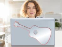 Bosphorus 2 Adet Defter Sticker,Laptop Sticker Aynali Gitar Şekilli 34X15X0,6Cm