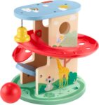 Fisher-Price 9 aydan büyük bebekler ile yürüme çağındaki çocuklar için 2 ahşap parçadan oluşan gelişime yardımcı Ahşap Ağaçev Top Kaydırağı, HXT92