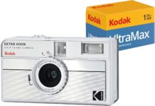 KODAK EKTAR H35N 35mm Filmli Analog Fotoğraf Makinesi- Çizgili Gümüş+Ultramax 24 Poz Film